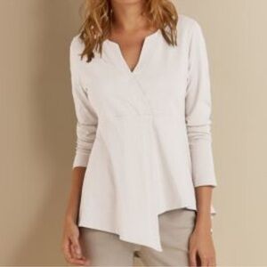 Soft Surroundings ‘Hayden’ Faux Wrap Asymmetrical 3/4 Sleeve Top